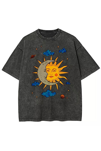 bellanova Vintage Washed Smoked Printed Oversize T-Shirt