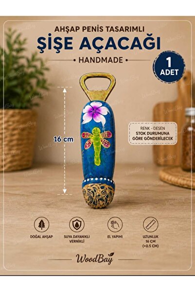 WoodBay El Yapımı Maun Ağacı Penis Şişe Açacağı – Ahşap Şişe Açacağı, Eğlence...