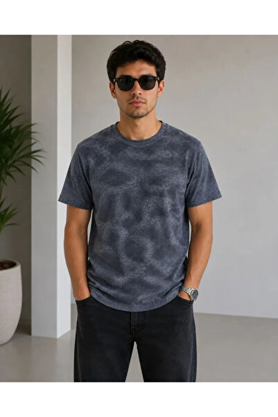 pazarella Men's Tie-Dye Patterned T-Shirt, Crew Neck, Short Sleeve, Regular F...