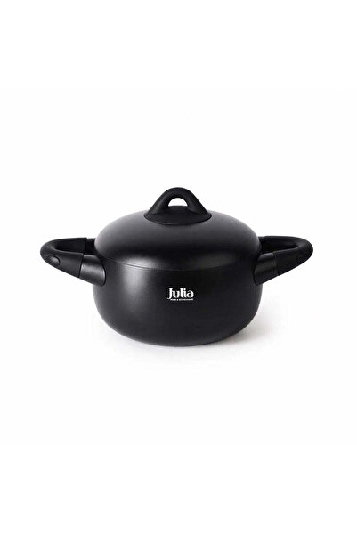 Julia Black Tec Casserole 20 cm with Lid - Black - Titanium Non-Stick