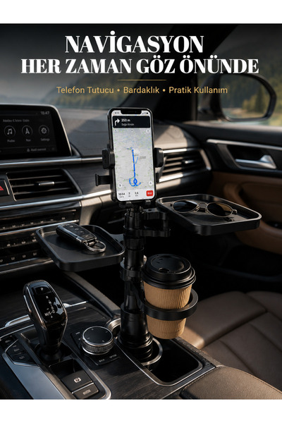 Marsilyan Car Cup Holder Organizer Multi-Purpose Console Mount with Phone Hol...