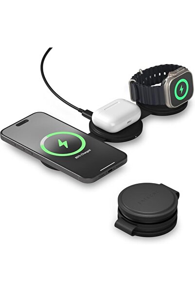 Satechi OntheGo™ 2-in-1 Foldable Qi2 15W Charger, Black | Wireless Travel Cha...
