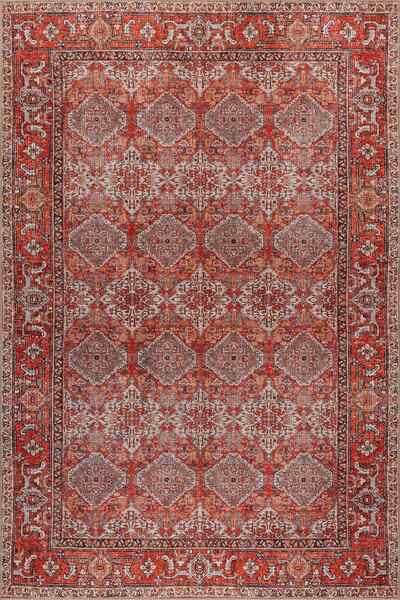 ARTLOOP Relic Kırmızı Vintage Etnik Geometrik Desenli Dokuma Tabanlı Şönil Ha...
