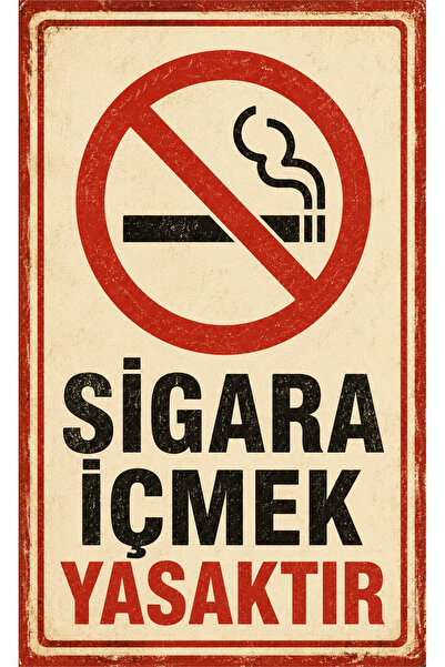 Lucena Retro Sigara İçmek Yasaktır Metal Uyarı Levhası Dekoratif Duvar Tabela...