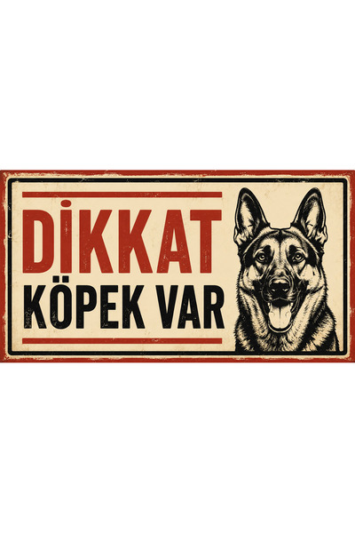 Lucena Retro Caution Dog Present Metal Sign Decorative Warning Sign Wall Plaq...