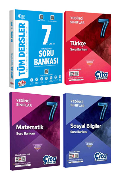 Editör Yayınevi 7. Sınıf Tüm Dersler Soru Bankası+ Türkçe-Matematik-Sosyal Bi...