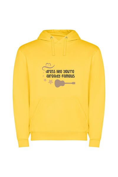 iLovePrints Fame in Fashion: Cowboy Chic Φούτερ με κουκούλα σε χρώμα Κίτρινο