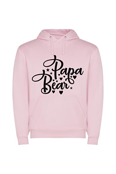iLovePrints Papa Bear Elegance Φούτερ με κουκούλα σε χρώμα Ροζ