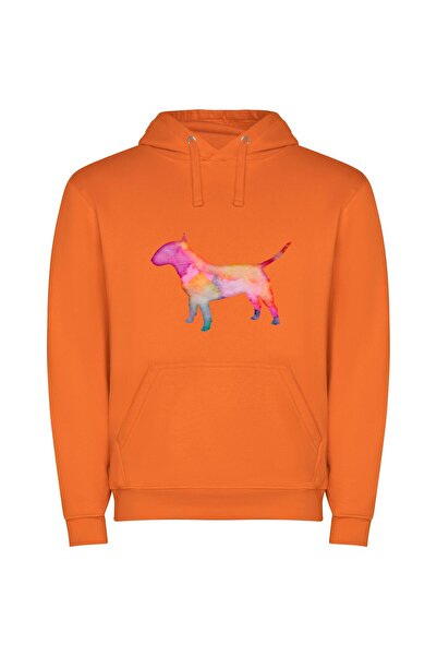 iLovePrints Colorful Canine Art Φούτερ με κουκούλα σε χρώμα Πορτοκαλί