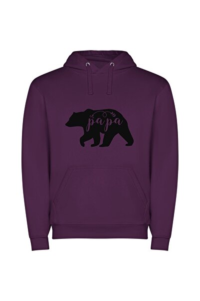 iLovePrints Papa Bear Stencil Bliss Φούτερ με κουκούλα σε χρώμα Μωβ