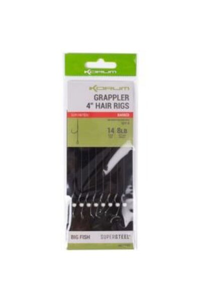 Korum Carlige legate Grappler Hair Rig cu barbetă 38cm, Nr.12
