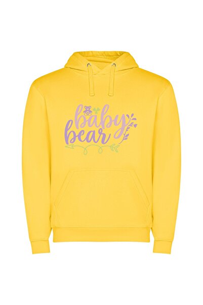 iLovePrints Bear-tastic Teddy Design Φούτερ με κουκούλα σε χρώμα Κίτρινο