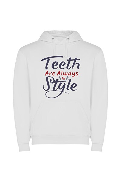 iLovePrints Charming Smiles: Timeless Style Φούτερ με κουκούλα σε χρώμα Λευκό