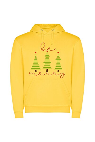 iLovePrints Festive Neon Forest Delight Φούτερ με κουκούλα σε χρώμα Κίτρινο