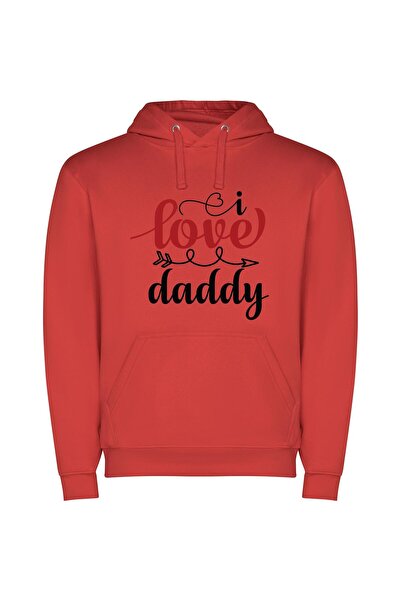 iLovePrints Digital Daddy Devotion Φούτερ με κουκούλα σε χρώμα Κόκκινο