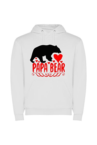 iLovePrints Heartfelt Bear Family Art Φούτερ με κουκούλα σε χρώμα Λευκό