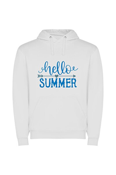 iLovePrints Summer's Warmest Greeting Φούτερ με κουκούλα σε χρώμα Λευκό