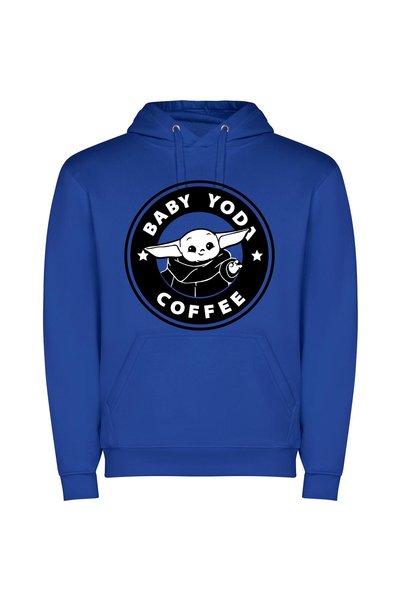 iLovePrints Coffee's Cute Yoda Icon Φούτερ με κουκούλα σε χρώμα Μπλε