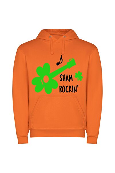 iLovePrints Shamrock Shaggy Rockin' Φούτερ με κουκούλα σε χρώμα Πορτοκαλί