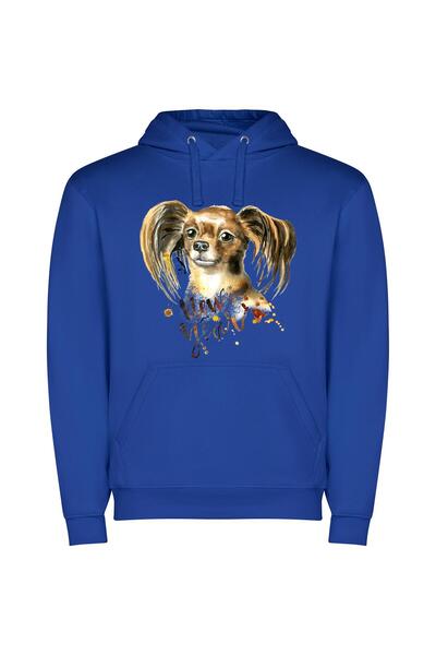 iLovePrints Dazzling Digital Doggie Delight Φούτερ με κουκούλα σε χρώμα Μπλε
