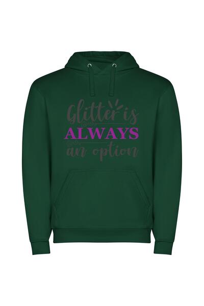 iLovePrints Glamour in Every Glitter Φούτερ με κουκούλα σε χρώμα Πράσινο