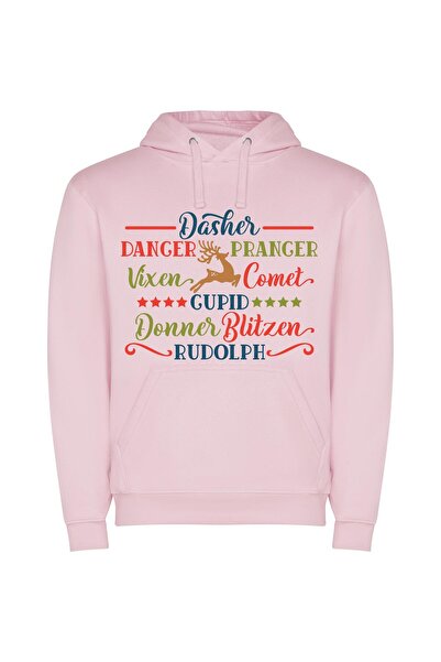 iLovePrints Festive Rudolph's Merry Inspired Φούτερ με κουκούλα σε χρώμα Ροζ