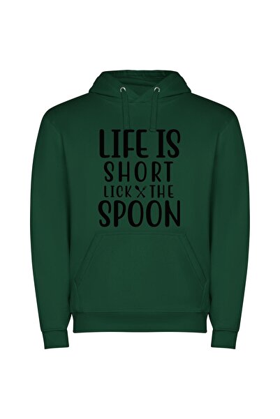 iLovePrints Spoonfuls of Life Φούτερ με κουκούλα σε χρώμα Πράσινο