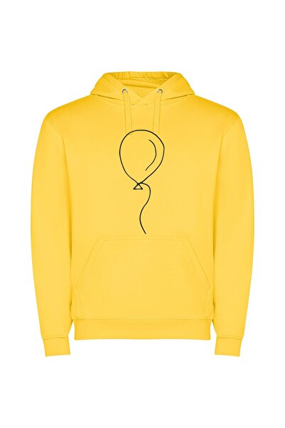 iLovePrints Mono Balloon Sketch Φούτερ με κουκούλα σε χρώμα Κίτρινο