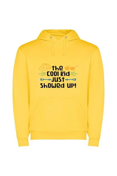 iLovePrints Super Cool Kid Vibes Φούτερ με κουκούλα σε χρώμα Κίτρινο