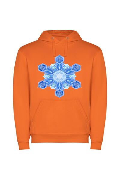 iLovePrints Frozen Fractal Elegance Φούτερ με κουκούλα σε χρώμα Πορτοκαλί