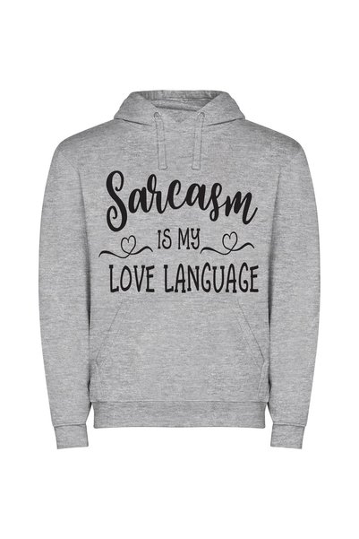 iLovePrints Sarcastic Love in Art Φούτερ με κουκούλα σε χρώμα Γκρι