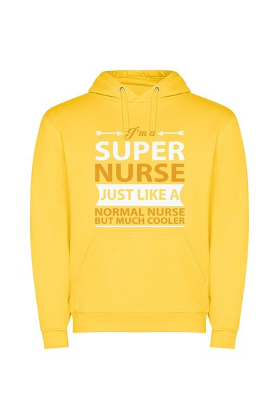 iLovePrints Superior Super Nurse Φούτερ με κουκούλα σε χρώμα Κίτρινο