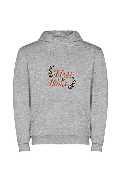 iLovePrints Blessed Home, Elegant Bliss Φούτερ με κουκούλα σε χρώμα Γκρι
