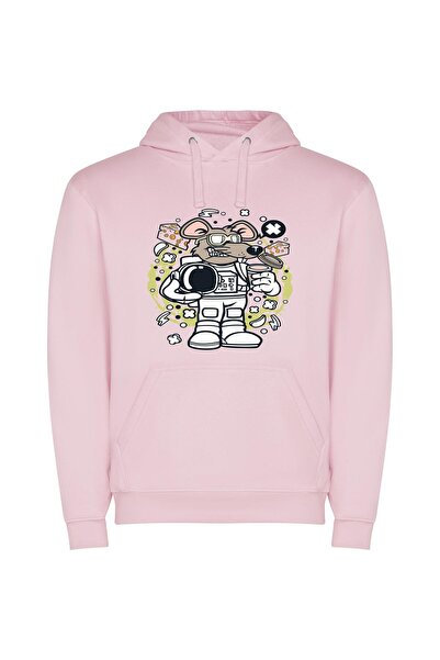 iLovePrints Pizza Rat's Magical Encounter Φούτερ με κουκούλα σε χρώμα Ροζ