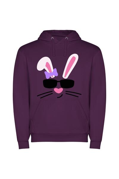 iLovePrints Feline Chic Eared Extravaganza Φούτερ με κουκούλα σε χρώμα Μωβ