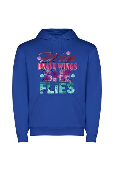 iLovePrints Wings of Brazen Beauty Φούτερ με κουκούλα σε χρώμα Μπλε