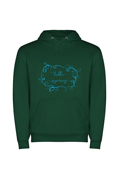 iLovePrints Cyan Spring Greetings Φούτερ με κουκούλα σε χρώμα Πράσινο