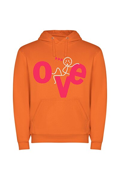 iLovePrints Scarlet Love Emblem Φούτερ με κουκούλα σε χρώμα Πορτοκαλί