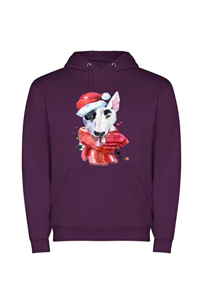iLovePrints Dapper Doggy Christmas Portrait Φούτερ με κουκούλα σε χρώμα Μωβ