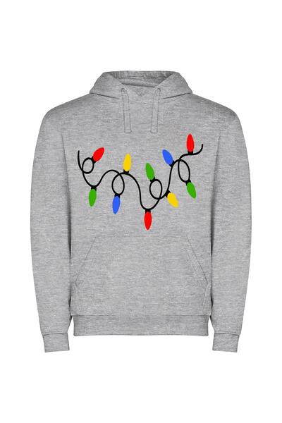 iLovePrints Radiant Festive Lasers Φούτερ με κουκούλα σε χρώμα Γκρι