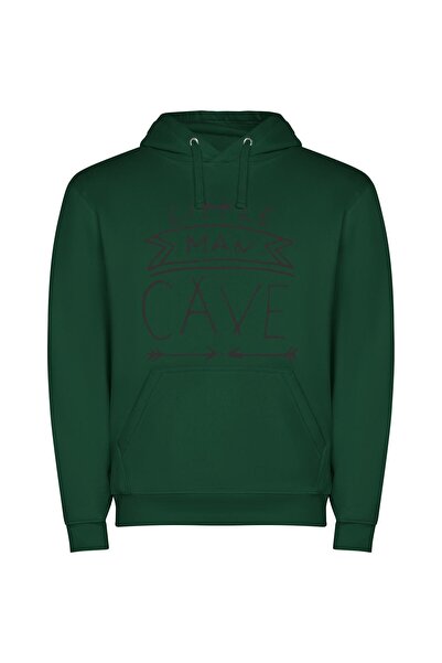 iLovePrints Monochrome Man Cave Φούτερ με κουκούλα σε χρώμα Πράσινο