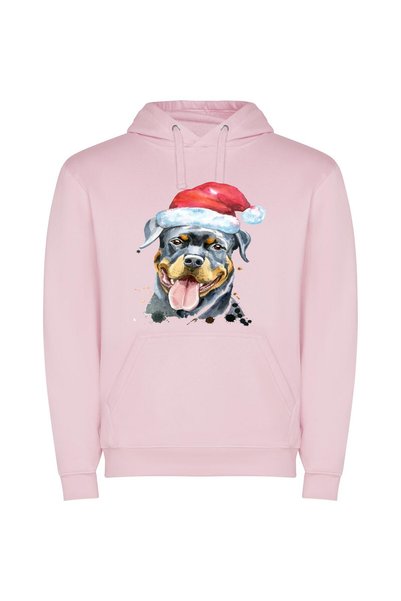 iLovePrints Festive Firefighter Pup Φούτερ με κουκούλα σε χρώμα Ροζ