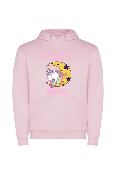 iLovePrints Moon's Real Unicorn Land Φούτερ με κουκούλα σε χρώμα Ροζ