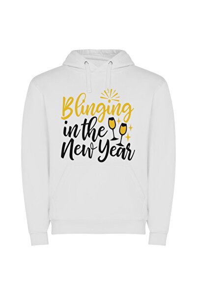 iLovePrints Sparkling Night of Bliss Φούτερ με κουκούλα σε χρώμα Λευκό