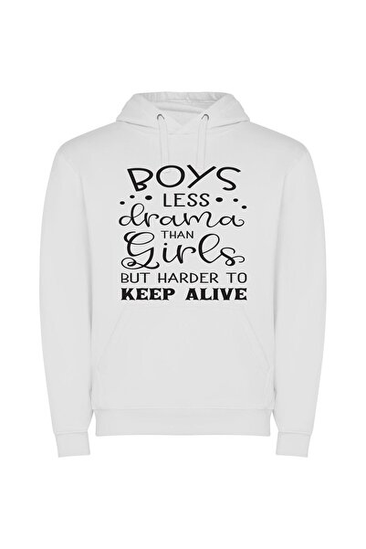 iLovePrints Drama & Survival: Boys Φούτερ με κουκούλα σε χρώμα Λευκό