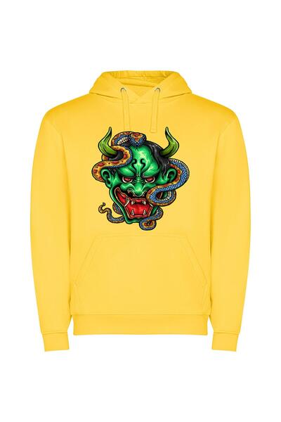 iLovePrints Demonic Ink Masterpiece Φούτερ με κουκούλα σε χρώμα Κίτρινο