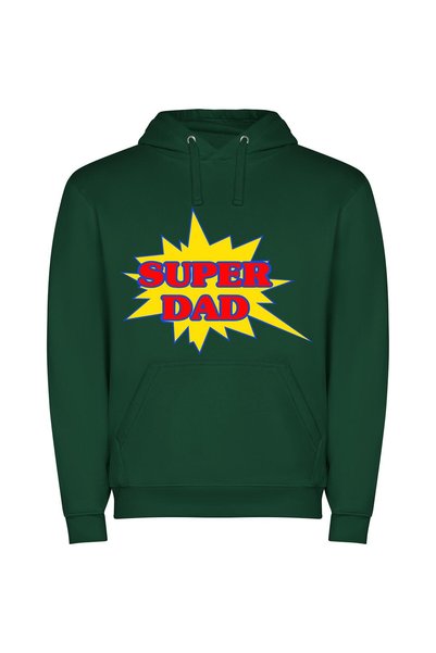 iLovePrints Super Dad Emblem Φούτερ με κουκούλα σε χρώμα Πράσινο