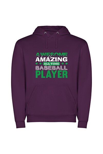 iLovePrints Stunning Baseball Awesome Player Φούτερ με κουκούλα σε χρώμα Μωβ