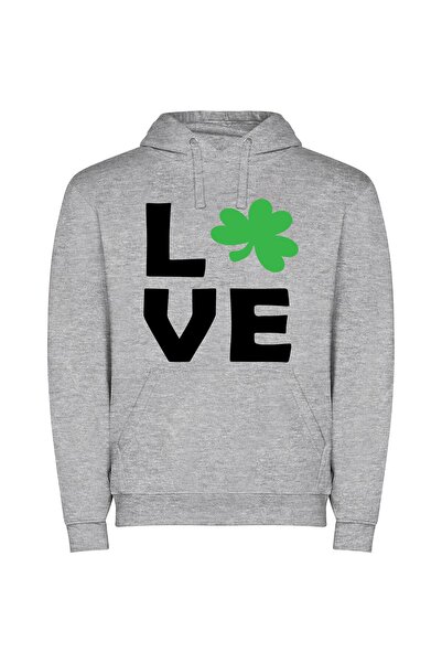 iLovePrints Lucky Love Letters Φούτερ με κουκούλα σε χρώμα Γκρι