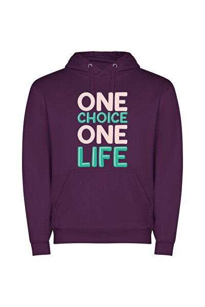 iLovePrints Life's Singular Choices Φούτερ με κουκούλα σε χρώμα Μωβ